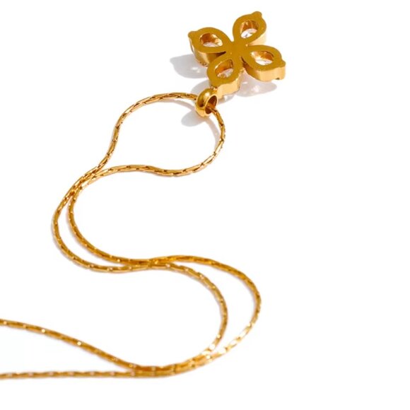 Cubic Zirconia Flower Station Pendant Necklace - Picture 8 of 8